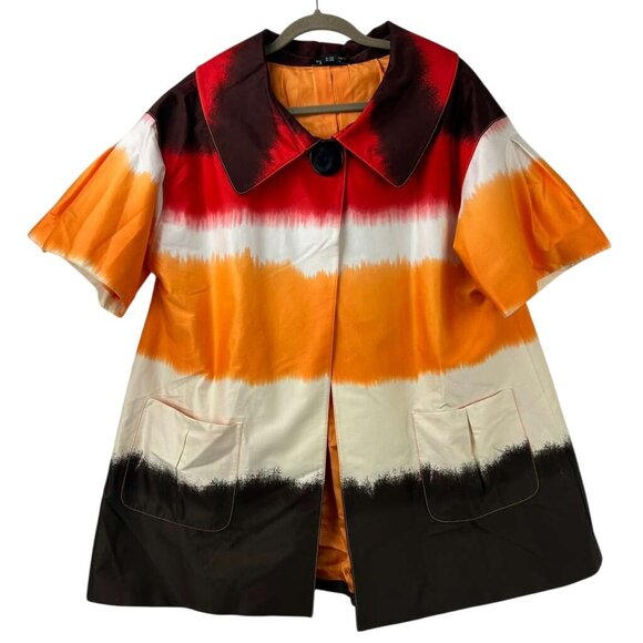 Ellen Tracy Women's XS Gradient Multicolor Short Sleeve Jacket Front Pockets - Picture 12 of 16